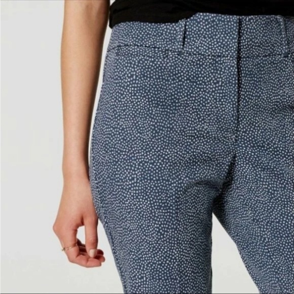 LOFT  Riviera Cropped Blue Polka Dot Pants - Picture 2 of 7